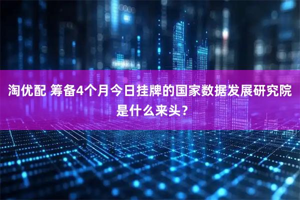 淘优配 筹备4个月今日挂牌的国家数据发展研究院 是什么来头？