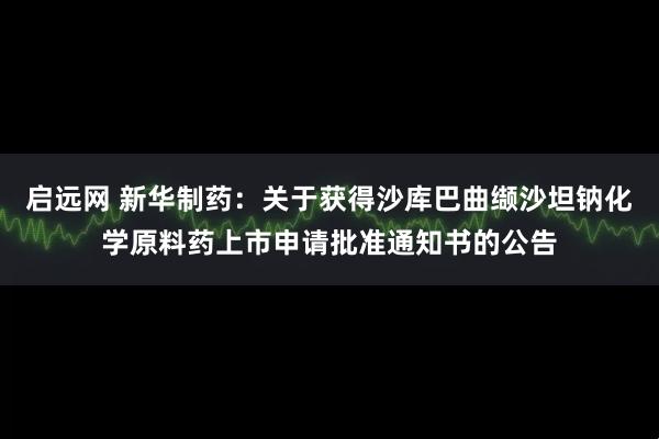 启远网 新华制药：关于获得沙库巴曲缬沙坦钠化学原料药上市申请批准通知书的公告