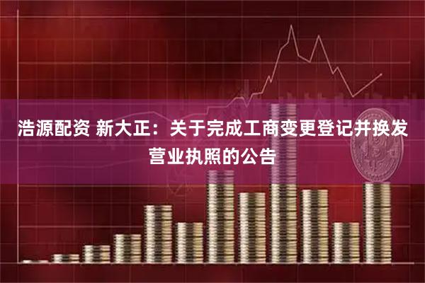 浩源配资 新大正：关于完成工商变更登记并换发营业执照的公告